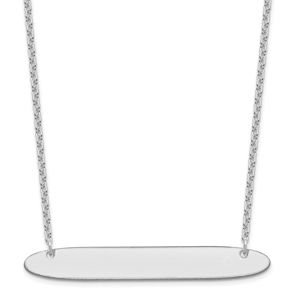 Sterling Silver/Rhodium-plated Large Oblong Blank Bar Necklace (XNA1209SS)