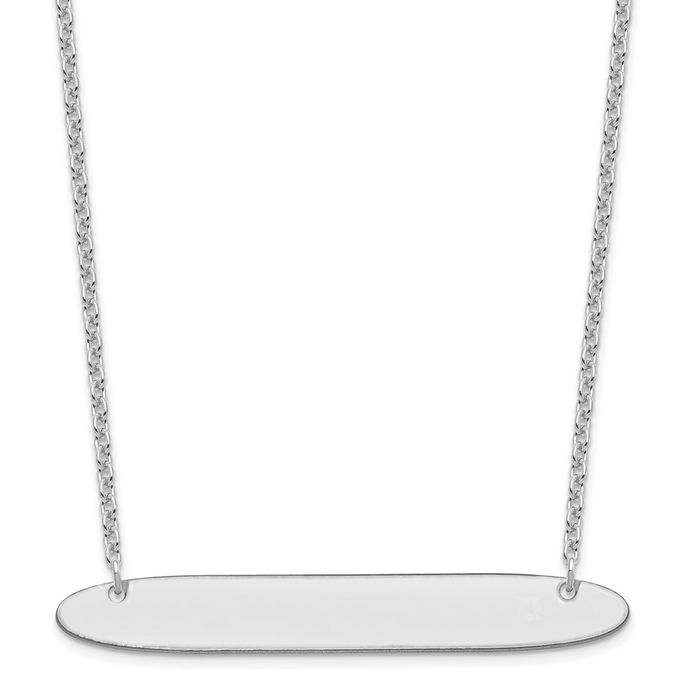 SS/Rhodium-plated Large Polished Oblong Blank Bar Necklace