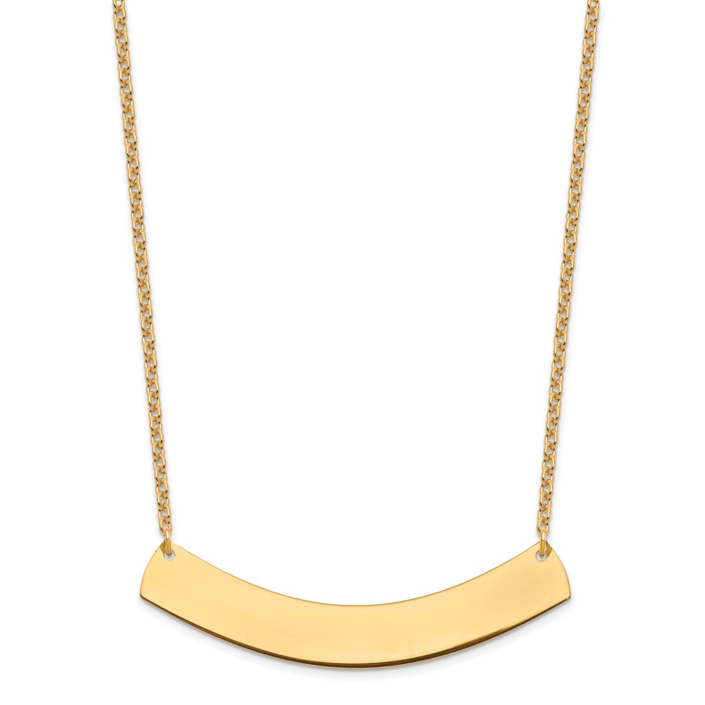 Sterling Silver/Gold-plated Large Curved Blank Bar Necklace (XNA1210GP)