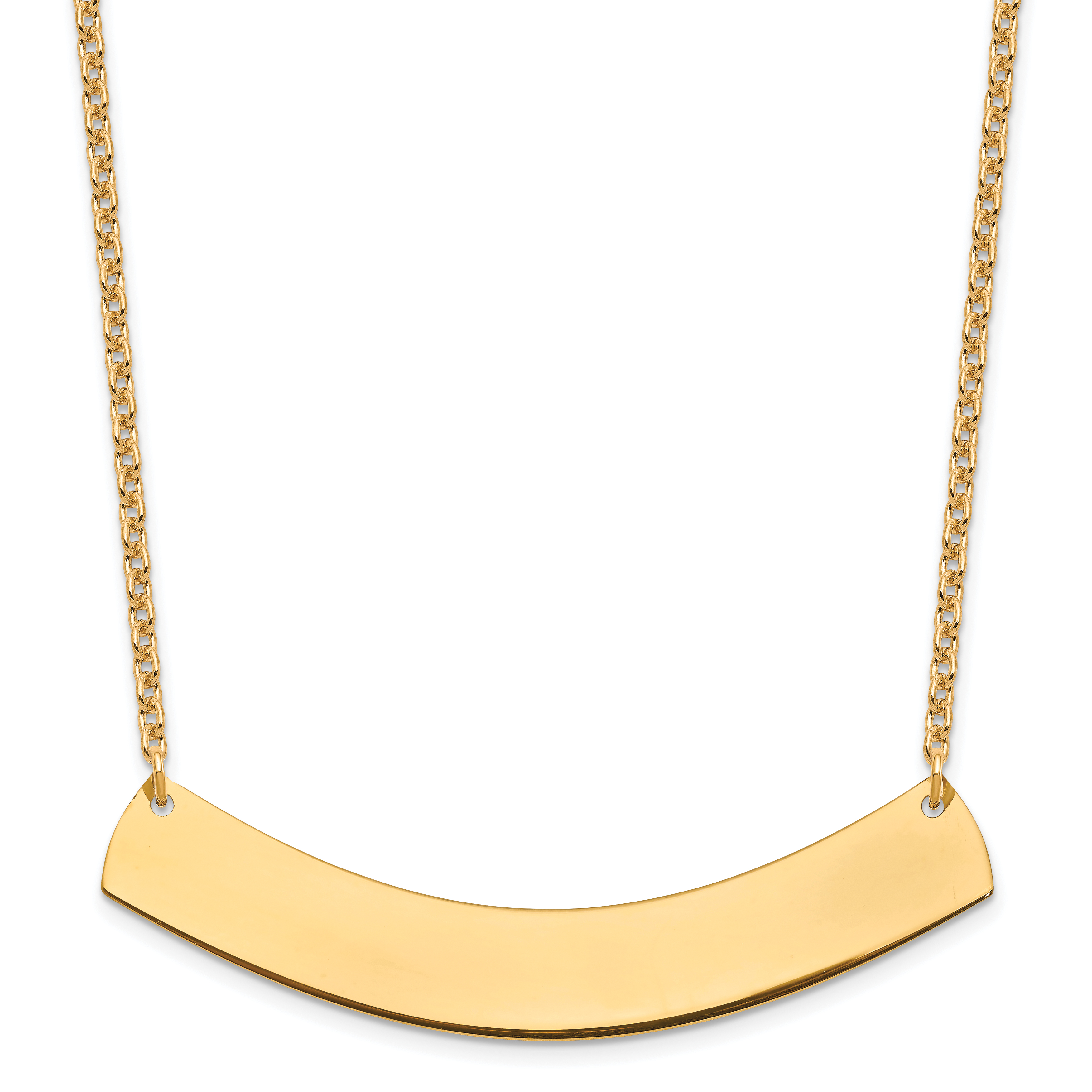 Sterling Silver/Gold-plated Large Curved Blank Bar Necklace (XNA1210GP)