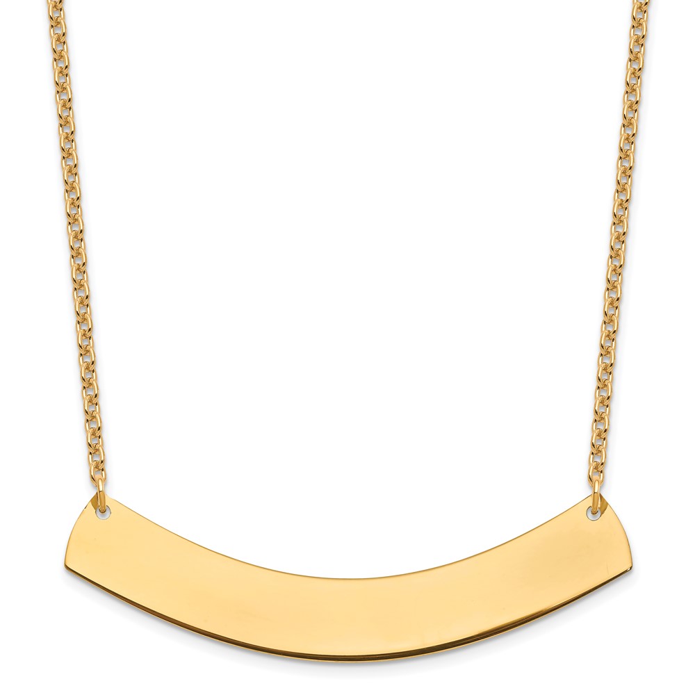 Sterling Silver/Gold-plated Large Curved Blank Bar Necklace (XNA1210GP)