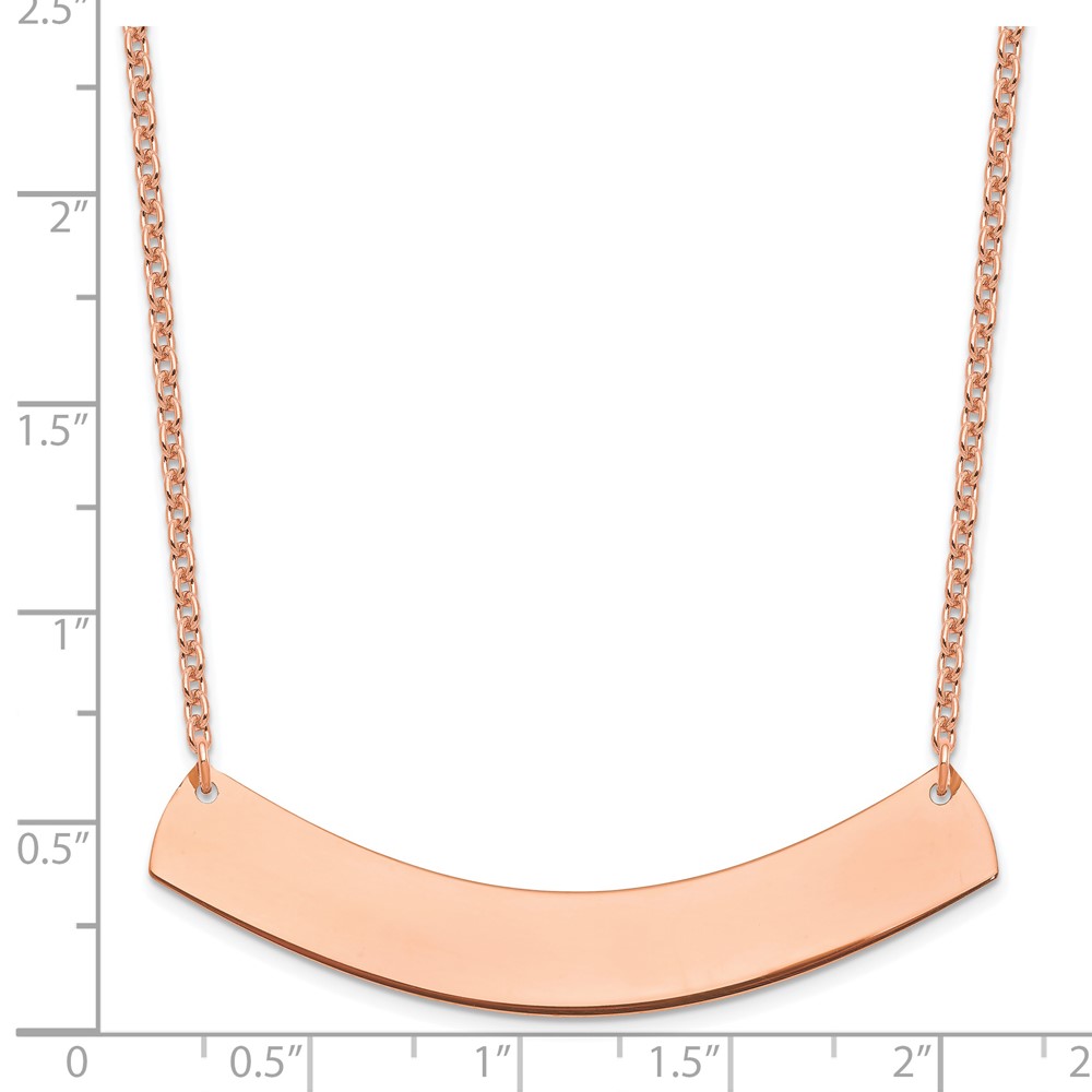 Sterling Silver/Rose-plated Large Curved Blank Bar Necklace (XNA1210RP)