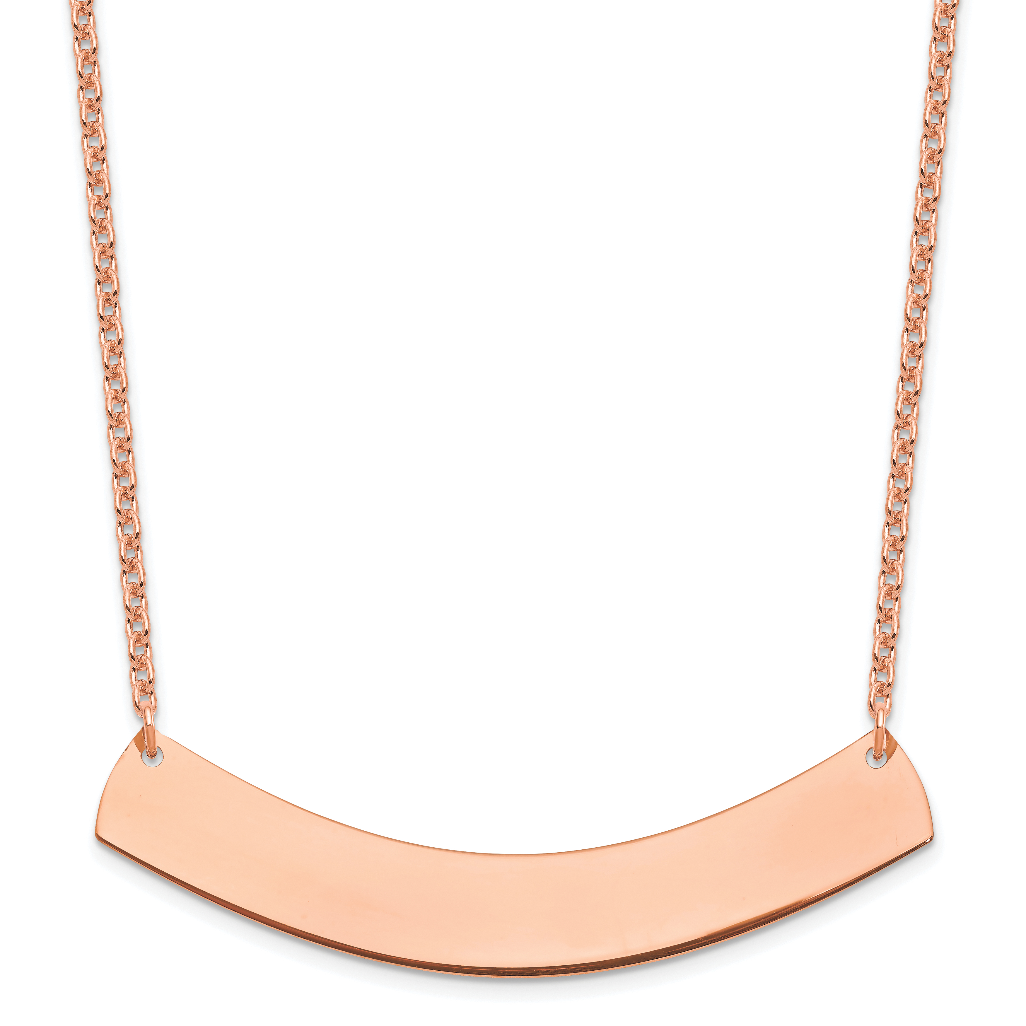 Sterling Silver/Rose-plated Large Curved Blank Bar Necklace (XNA1210RP)