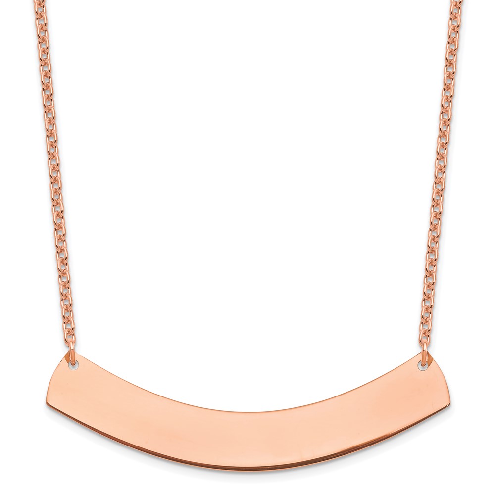Sterling Silver/Rose-plated Large Curved Blank Bar Necklace (XNA1210RP)