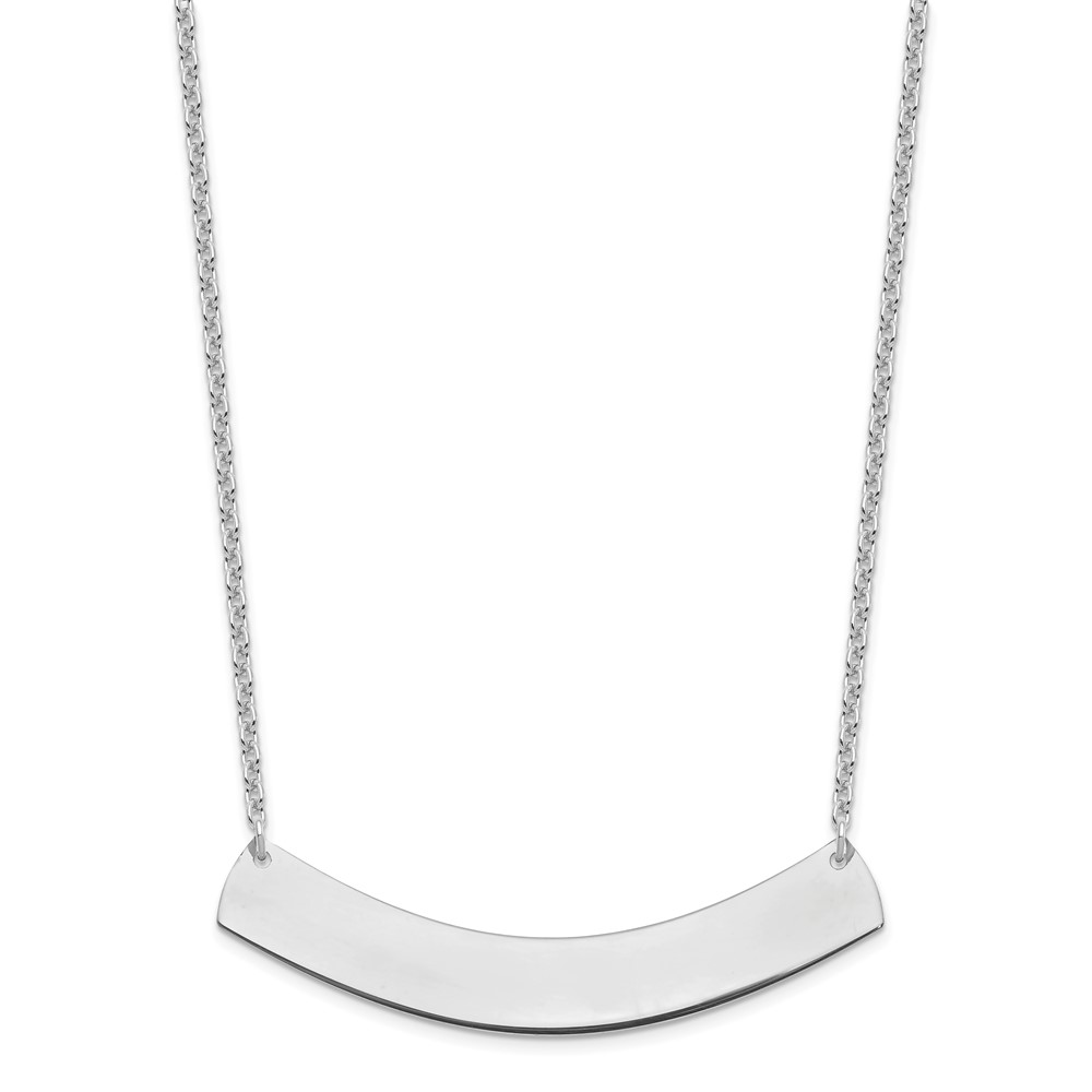 Sterling Silver/Rhodium-plated Large Curved Blank Bar Necklace (XNA1210SS)