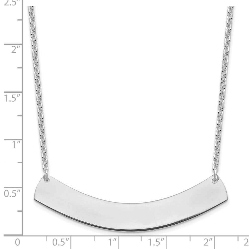 Sterling Silver/Rhodium-plated Large Curved Blank Bar Necklace (XNA1210SS)