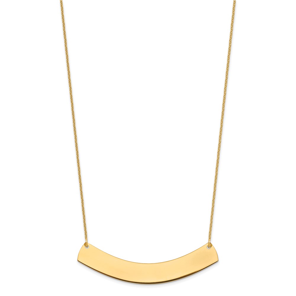 14k Yellow Gold Large Curved Blank Bar Necklace (XNA1210Y)