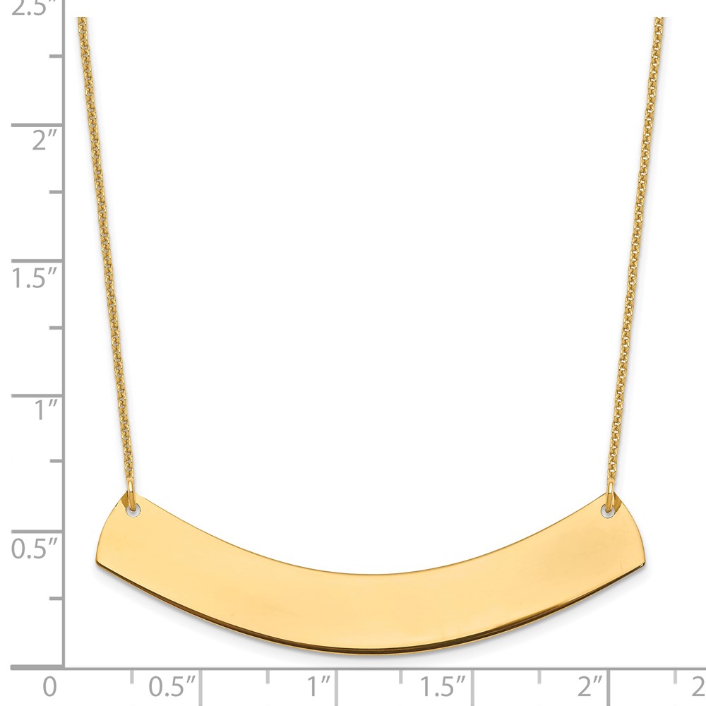 14k Yellow Gold Large Curved Blank Bar Necklace (XNA1210Y)