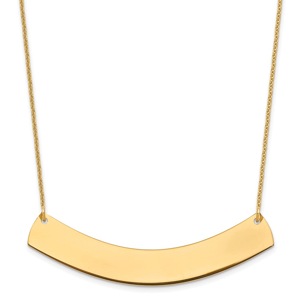 14k Yellow Gold Large Curved Blank Bar Necklace (XNA1210Y)