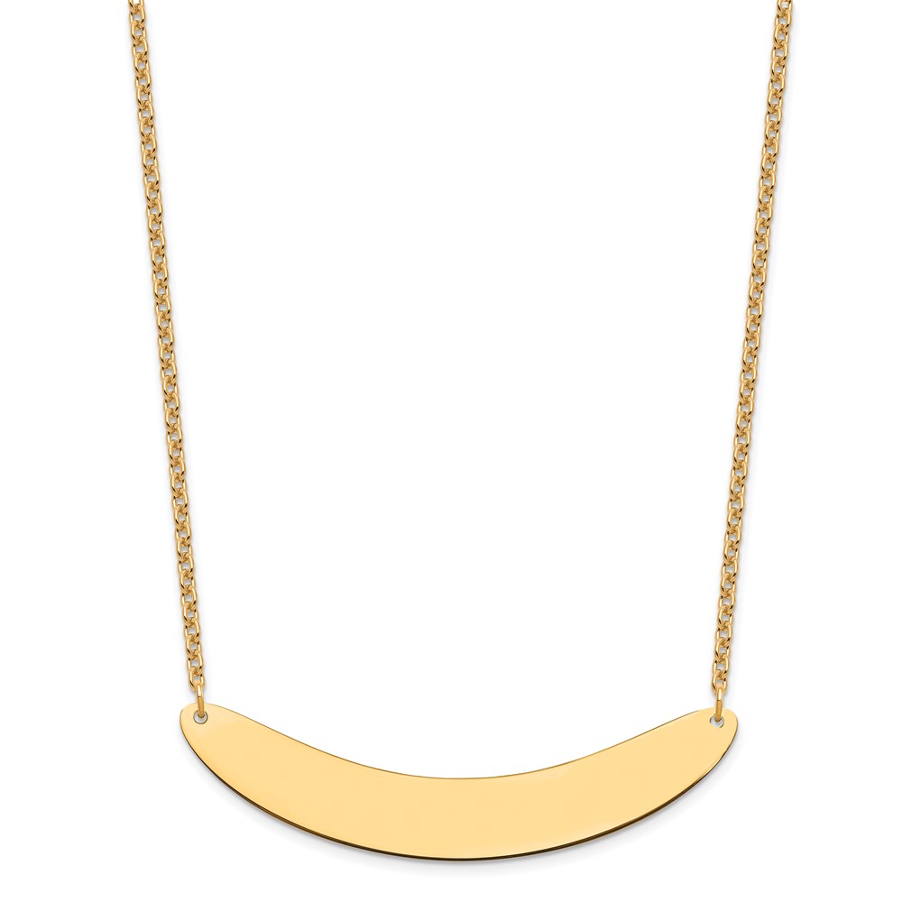 Sterling Silver/Gold-plated Large Curved Blank Bar Necklace (XNA1211GP)