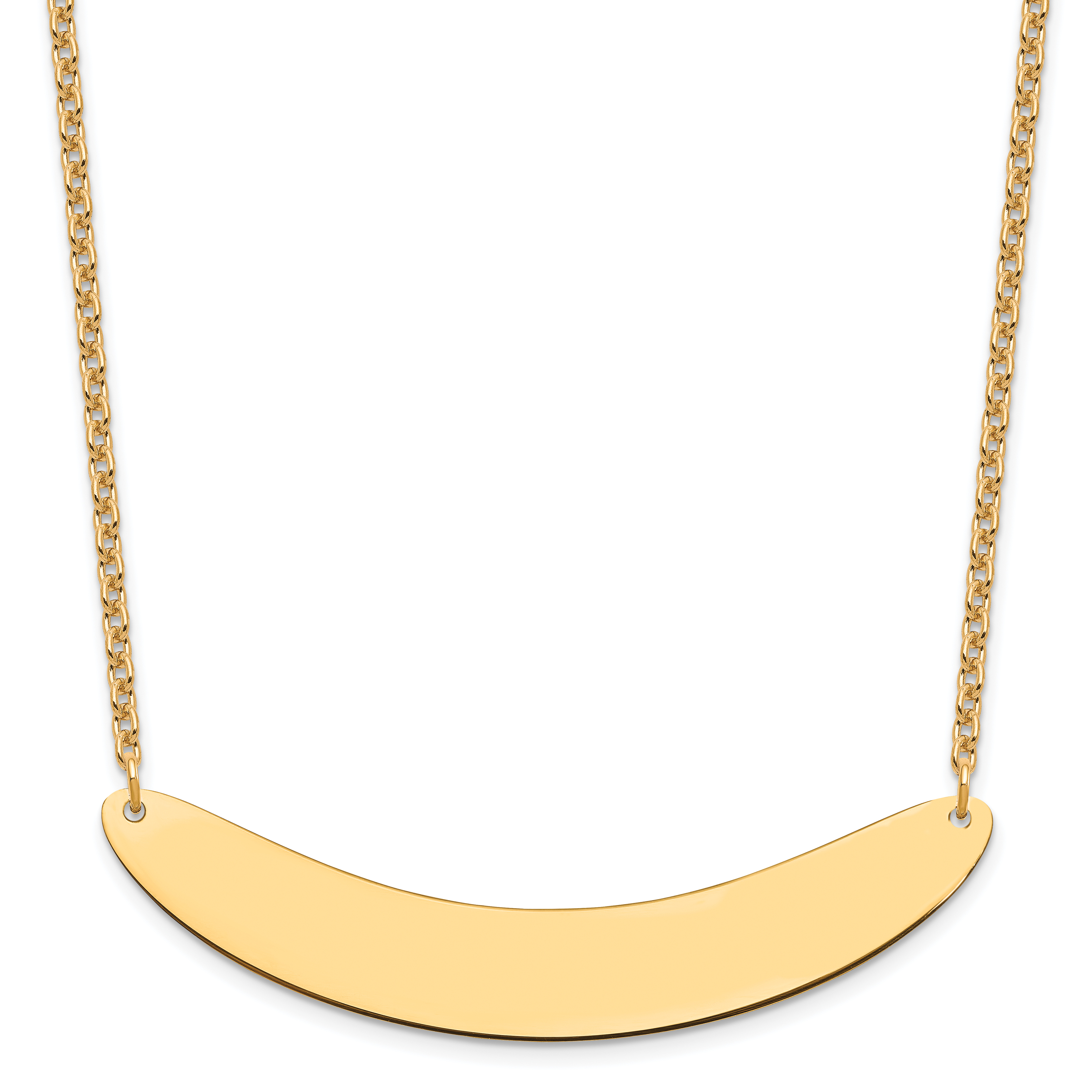 Sterling Silver/Gold-plated Large Curved Blank Bar Necklace (XNA1211GP)