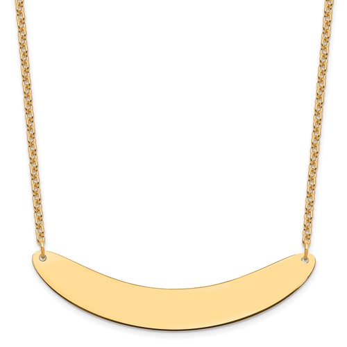 Sterling Silver/Gold-plated Large Curved Blank Bar Necklace
