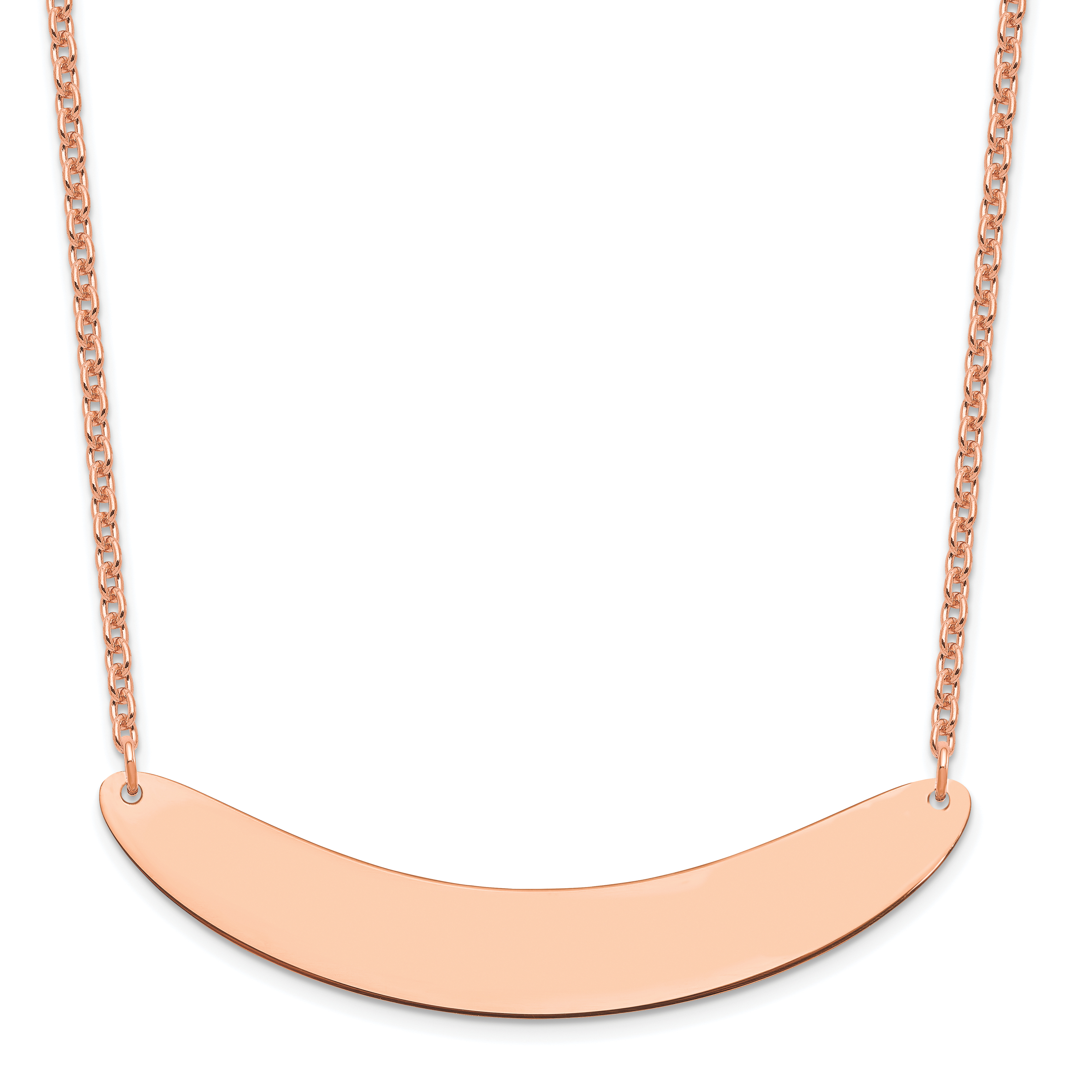 Sterling Silver/Rose-plated Large Curved Blank Bar Necklace (XNA1211RP)