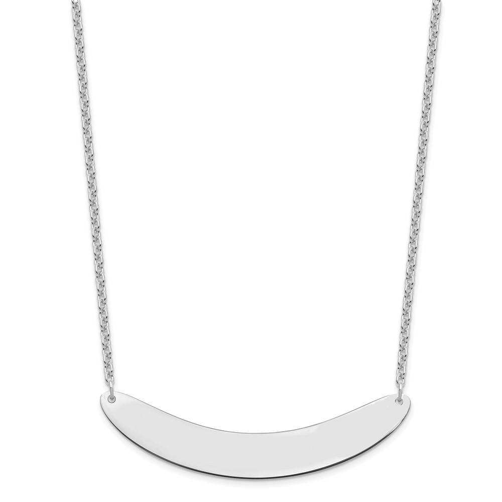 Sterling Silver/Rhodium-plated Large Curved Blank Bar Necklace (XNA1211SS)