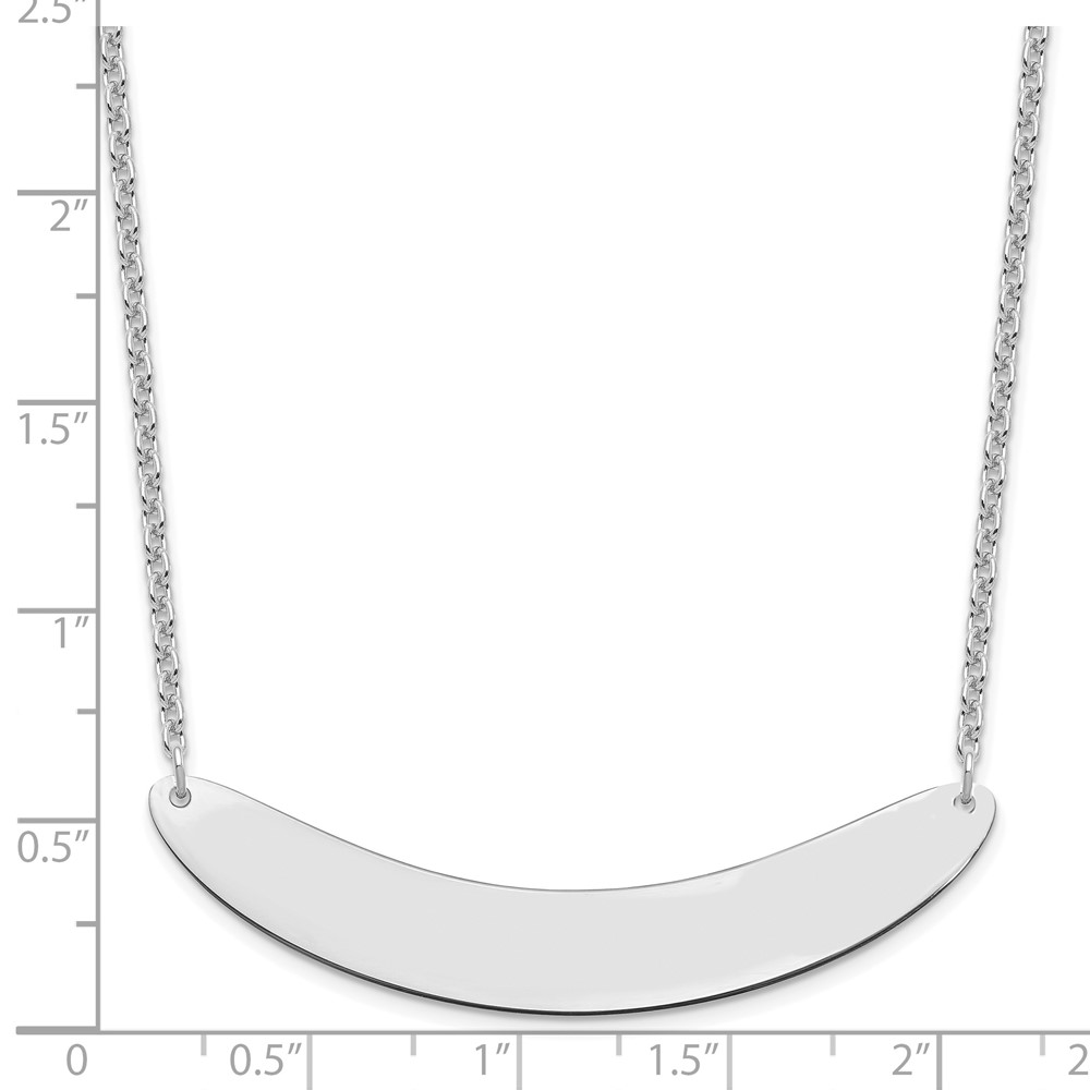 Sterling Silver/Rhodium-plated Large Curved Blank Bar Necklace (XNA1211SS)