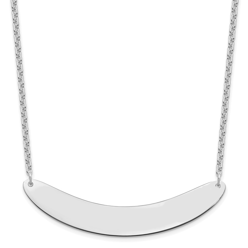 SS/Rhodium-plated Large Polished Curved Blank Bar Necklace