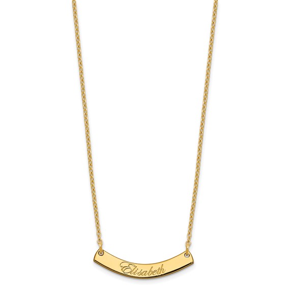 Polished Curved Edwardian Script Bar Necklaces