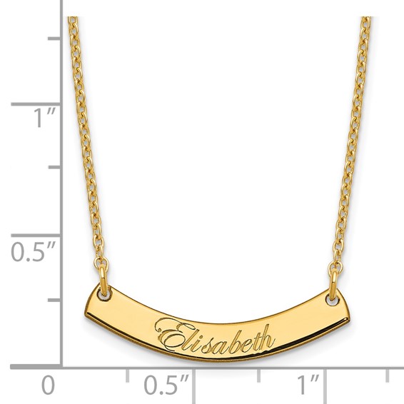 Polished Curved Edwardian Script Bar Necklaces