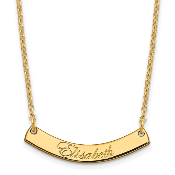 Polished Curved Edwardian Script Bar Necklaces