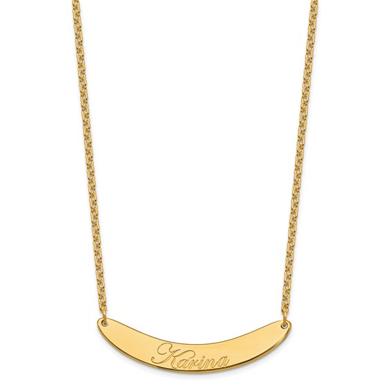 Polished Curved Edwardian Script Bar Necklaces