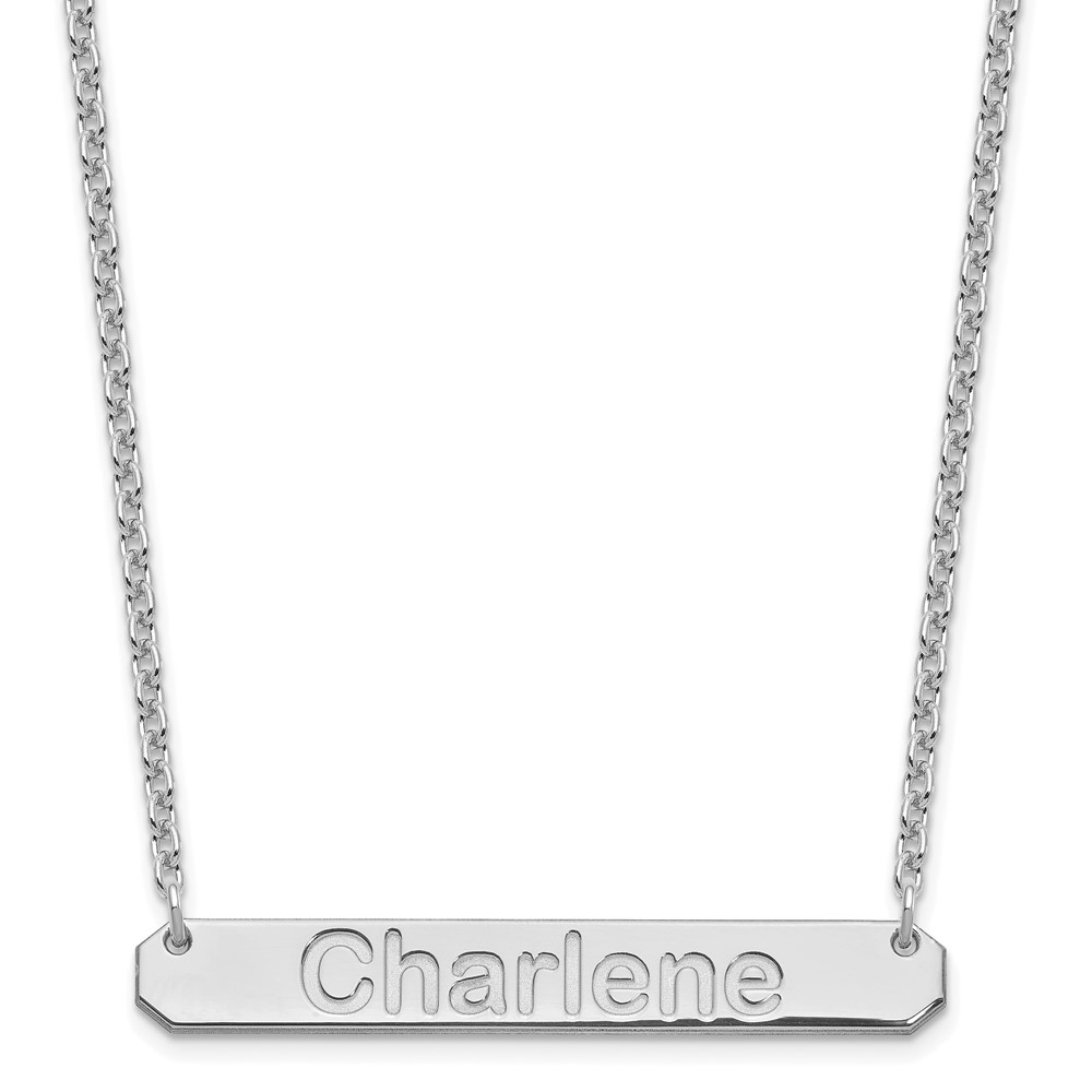 SS/Rhodium-plated Medium Polished Arial Rounded Bar Necklace