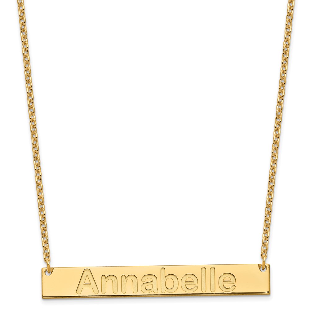 Sterling Silver/Gold-plated Large Polished Arial Rounded Bar Necklace