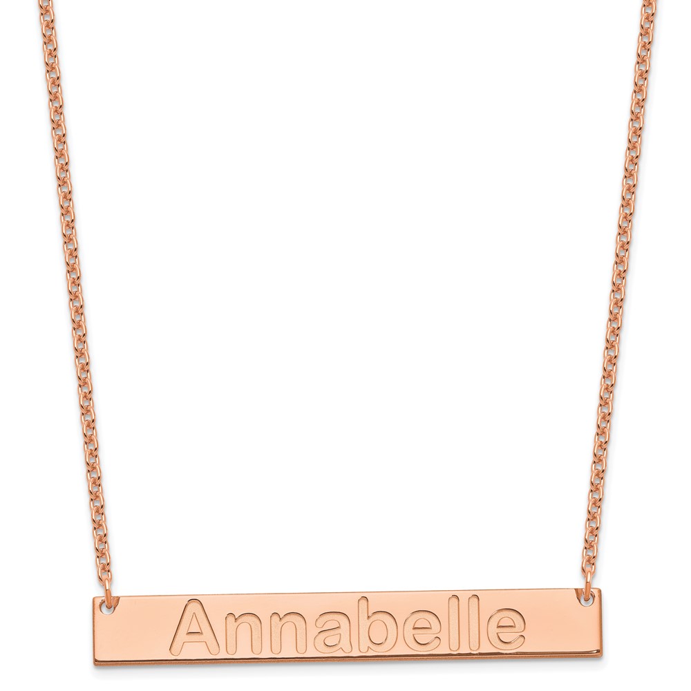 SS/Rose-plated Large Polished Arial Rounded Bar Necklace