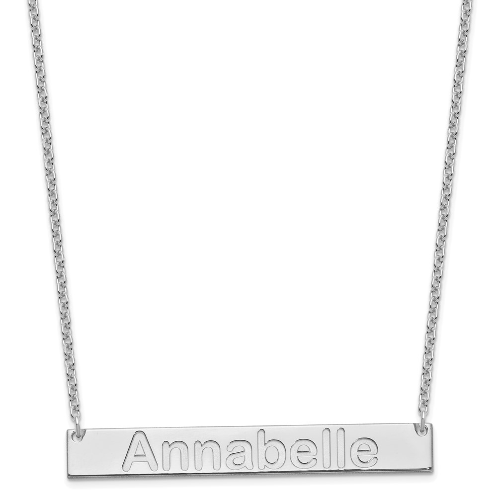 SS/Rhodium-plated Large Polished Arial Rounded Bar Necklace