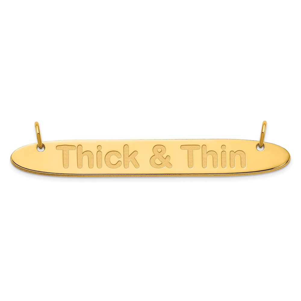 SS/Gold-plated Large Polished Oblong Arial Rounded Bar Necklace