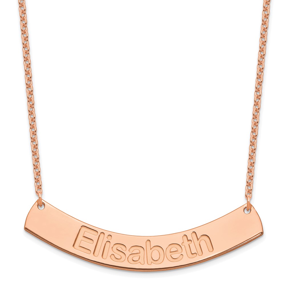 SS/Rose-plated Large Polished Curved Arial Rounded Bar Necklace