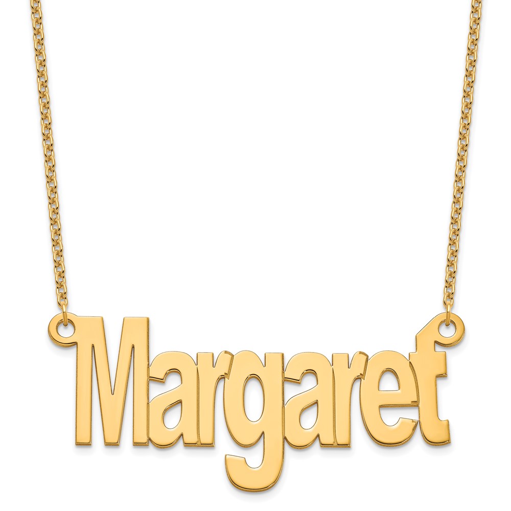 Sterling Silver Gold-plated Large Name Plate Necklace
