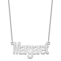 Sterling Silver Rhodium-plated Large Name Plate Necklace view 2