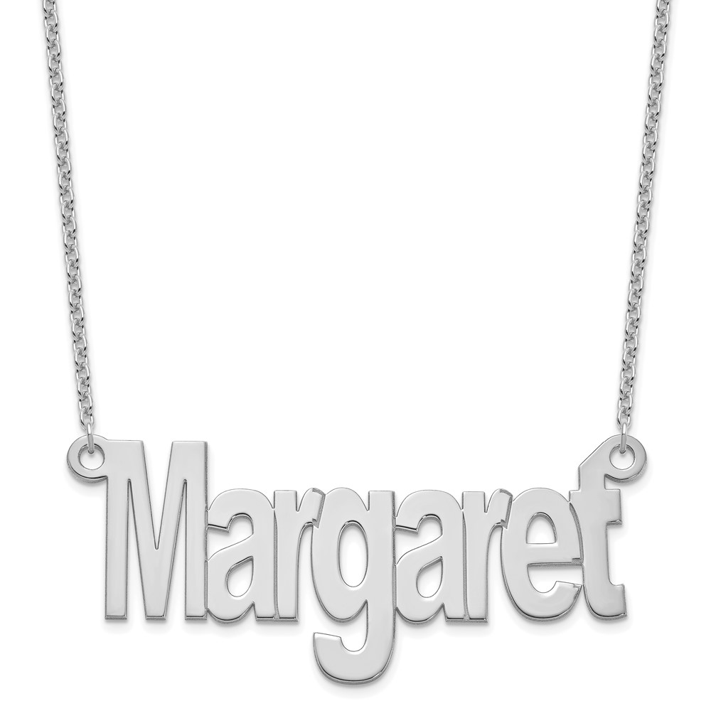 Sterling Silver Rhodium-plated Large Name Plate Necklace