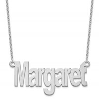 Sterling Silver Rhodium-plated Large Name Plate Necklace view 1