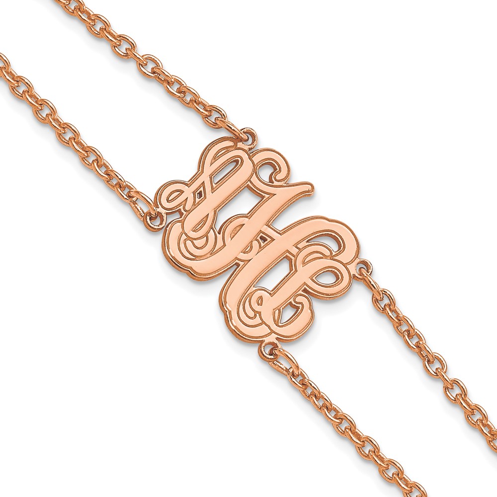 SS/Rose-plated Etched Outline Monogram Double Chain Bracelet