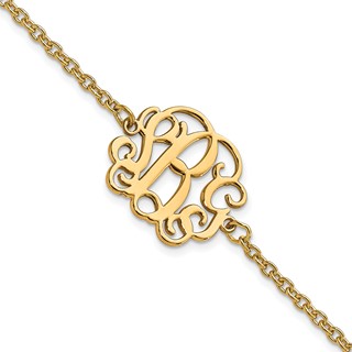 Sterling Silver/Gold-plated Polished Monogram Bracelet