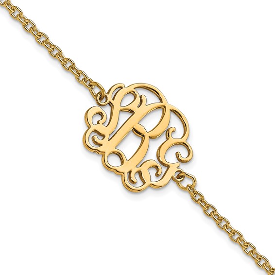 Sterling Silver/Gold-plated Polished Monogram Bracelet