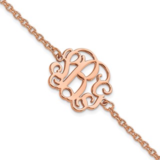 Sterling Silver/Rose-plated Polished Monogram Bracelet