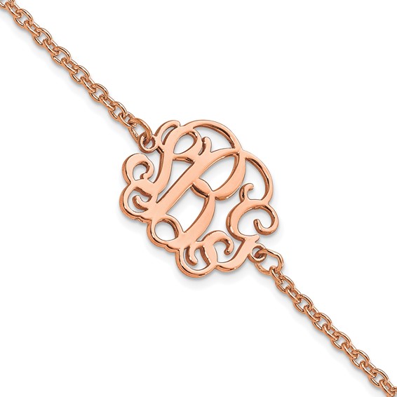 Sterling Silver/Rose-plated Polished Monogram Bracelet