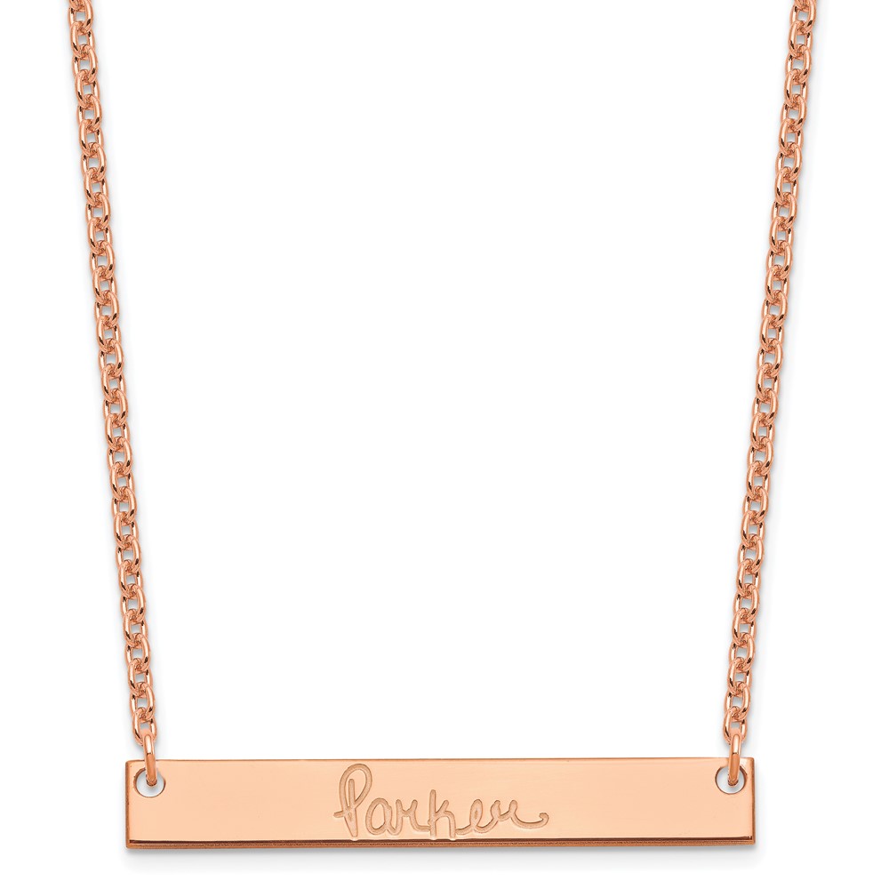 Sterling Silver/Rose-plated Medium Polished Signature Bar Necklace