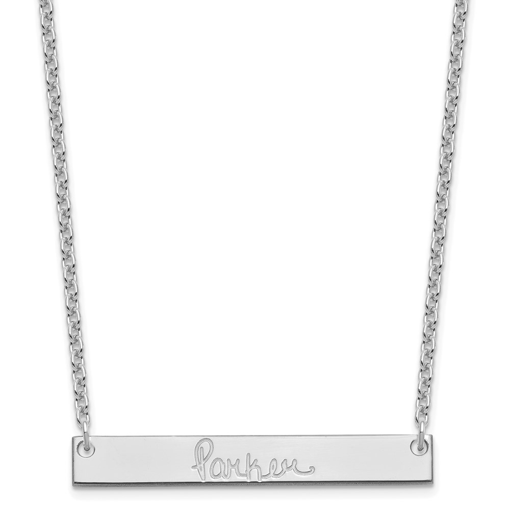 Sterling Silver/Rhodium-plated Medium Polished Signature Bar Necklace
