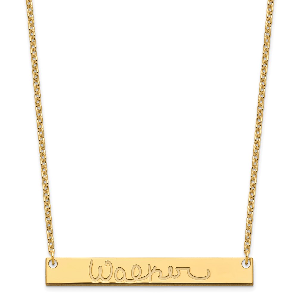Sterling Silver/Gold-plated Large Polished Signature Bar Necklace