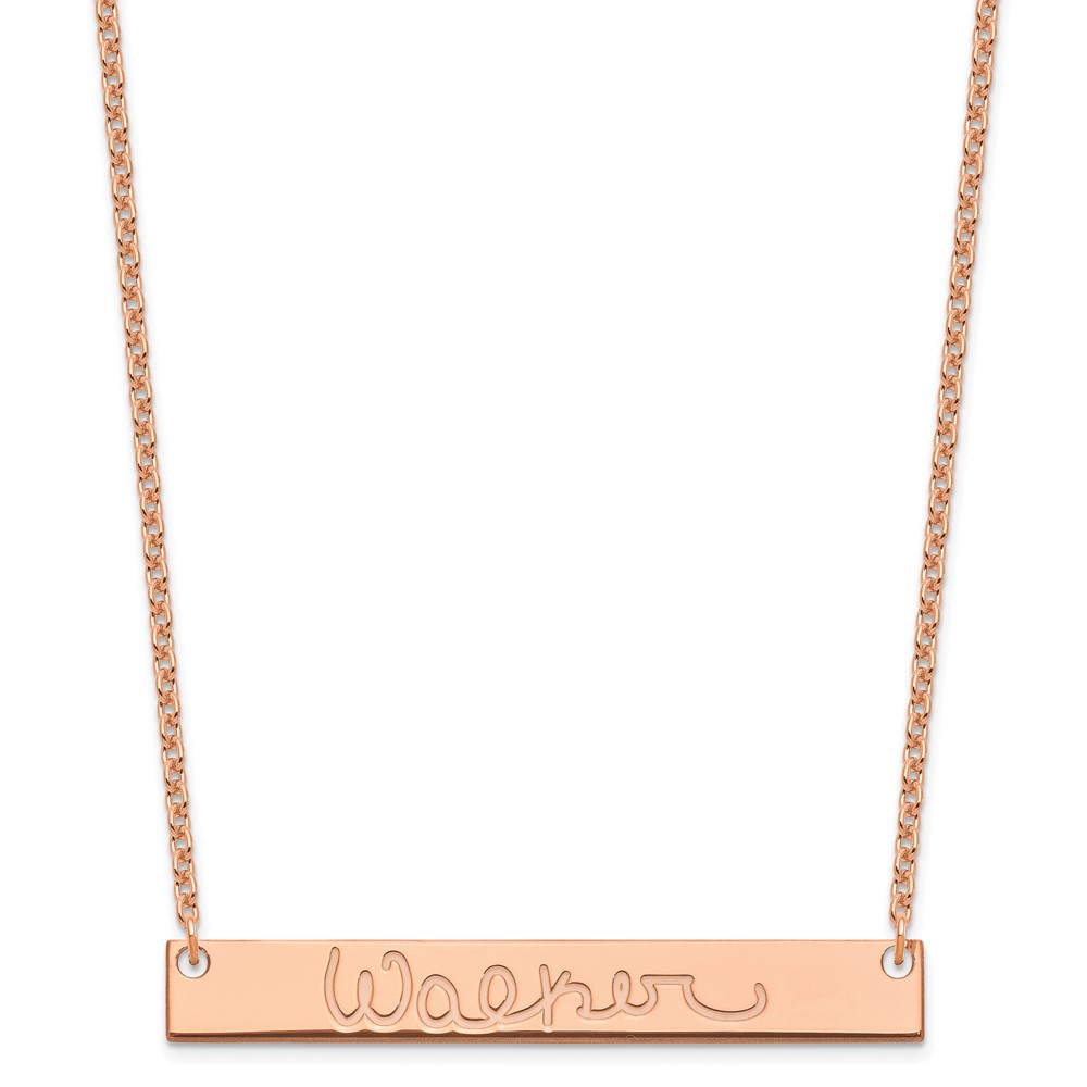 Sterling Silver/Rose-Plated Large Polished Signature Bar Necklace