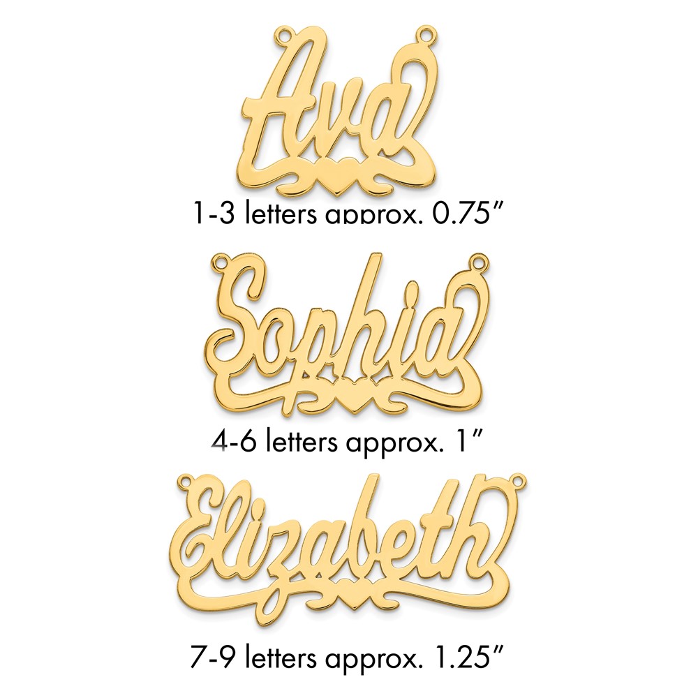 14K Yellow Gold Heart Name Plate