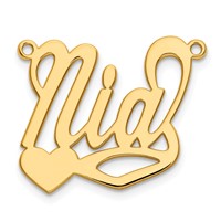14K Yellow Gold Polished Heart Name Plate view 2
