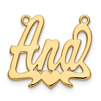 14K Yellow Gold Polished Heart Name Plate view 2