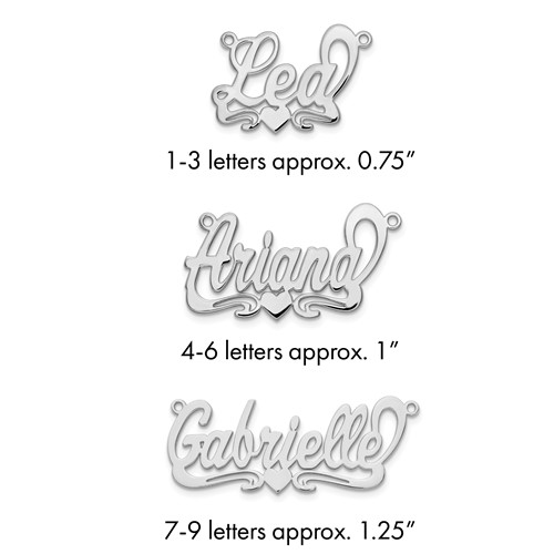 Sterling Silver Rhodium-plated Polished Heart Name Plate