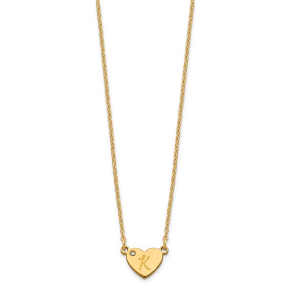 Initial Heart with Diamond Necklace