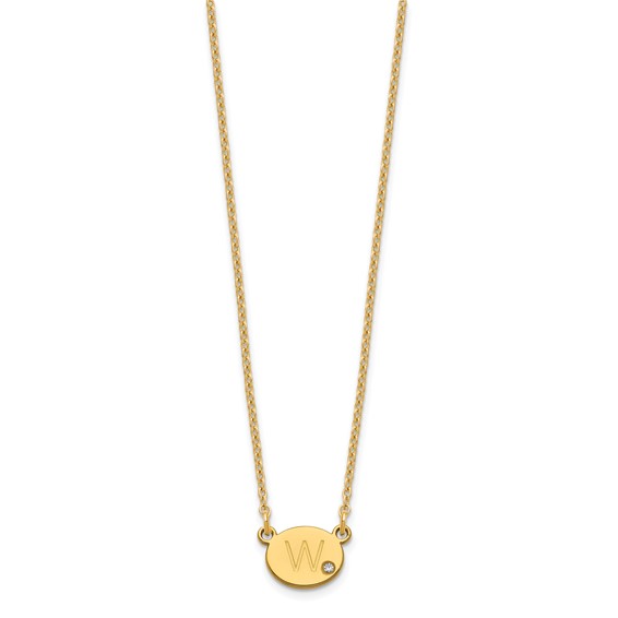 Initial Oval with Diamond Necklace