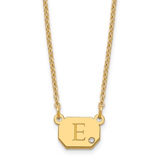 Initial Octagon with Diamond Necklace
